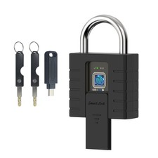 Fingerprint Padlock with Key, Heavy Duty Outdoor Padlock with Key, IP66 Water...