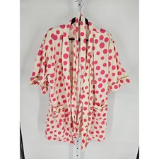 Bedhead Women's Long Sleeve Polka Dot Print Open Front Lace Cotton Robe Size XL