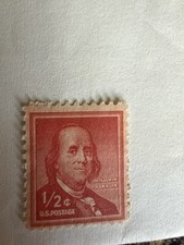 RARE-Benjamin Franklin  RED 1/2 Half  Cent Stamp in very  nice condition.