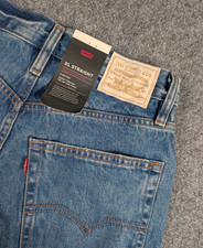 Levis Premium XL Straight Jeans Womens 25/31 Med Wash Wide Leg NWT