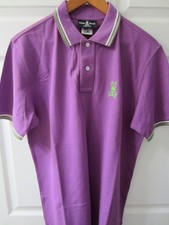GENTLY USED PSYCHO BUNNY MEN'S CLASSIC NEON POLO SHIRT SIZE 6 / LARGE - PURPLE