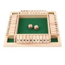 Deluxe Four Sided 10 Numbers Shut The Box Board Game Set Dice Party Club Drinkin