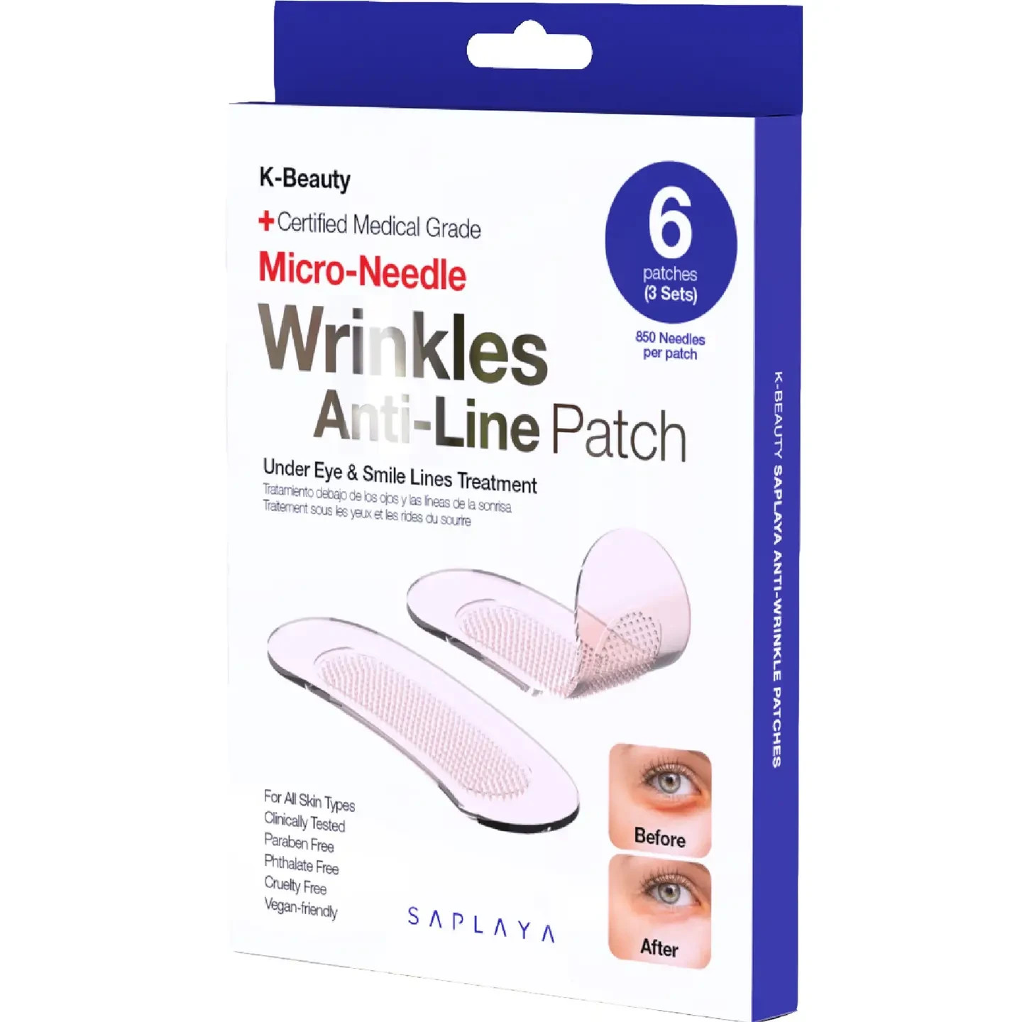 K Beauty Micro-Needle Wrinkles Anti-Line Patch - Self Dissolving, 6 Patches