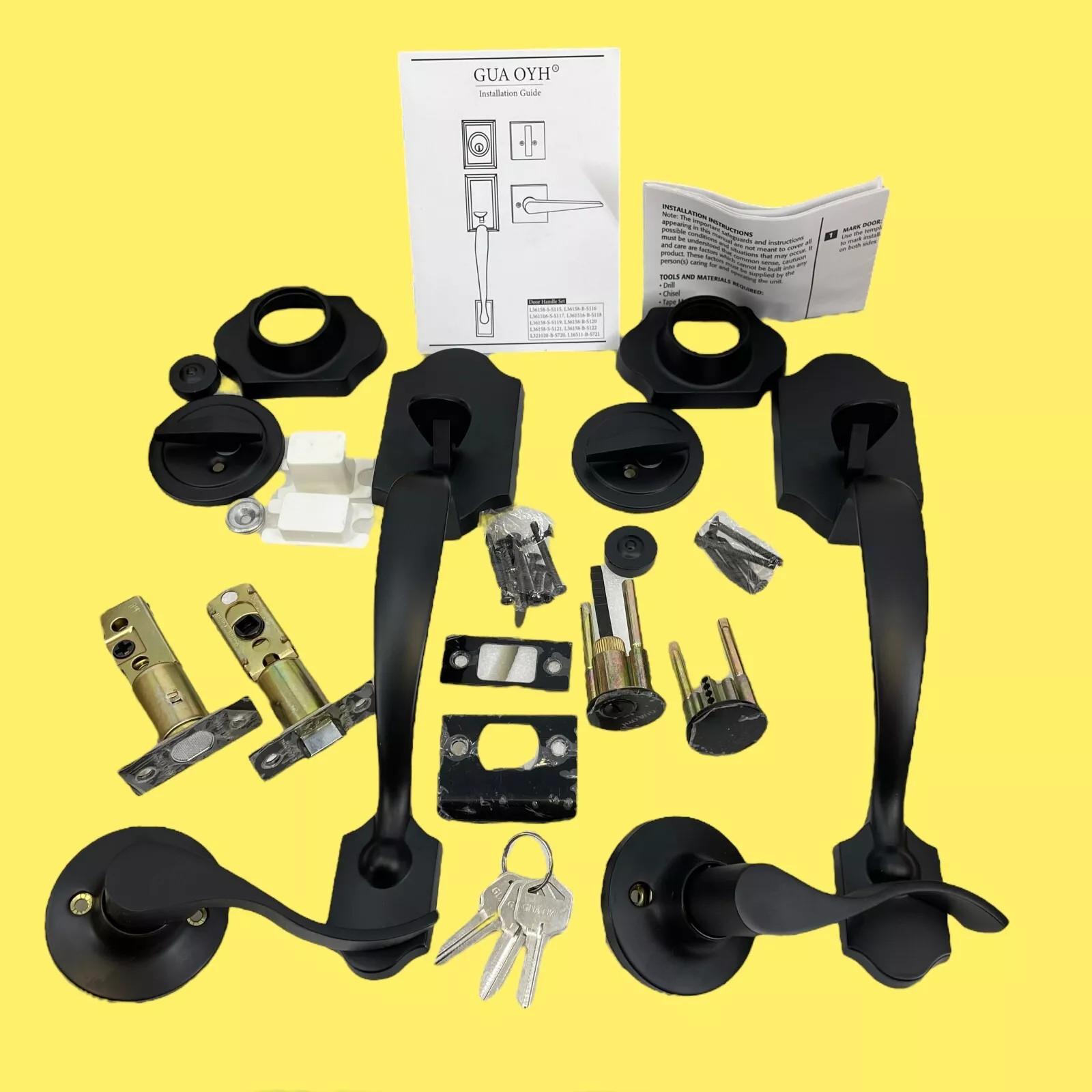 РУЧКИ ПЕРЕДНЕЙ ДВЕРИ GUA OYH 2PK - МАТОВО-ЧЕРНЫЕ 9090₽