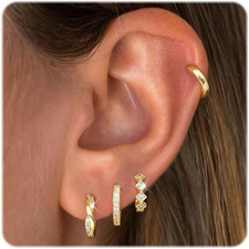 Small Gold Hoop Earrings for Women Hypoallergenic 14K Gold Plated Huggie Hoop Ea