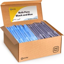 Ballpoint Pens Bulk Blue and Black Pens 240 Pack 120 Black 120 Blue Medium...