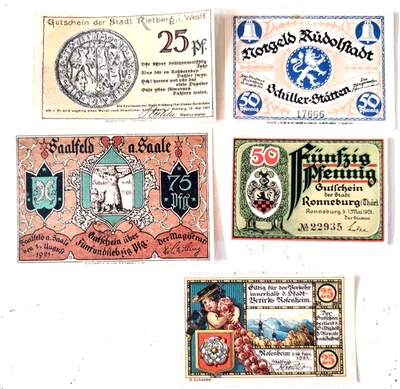 A/15 - ALLEMAGNE - DEUTSCLAND - Lot de 5 Notgeld 1920/21 - NEUF - UNC - Photo 1/2