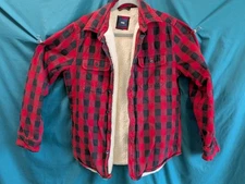 Gap Sherpa Lined Buffalo Plaid Flannel Shirt Jacket Red Black S Shacket