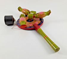 Vintage Pecking Chickens Wooden Toy Hand Made in Russia 