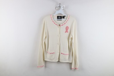 Vintage Y2K 2003 Michael Simon Womens Medium Breast Cancer Knit Cardigan Sweater