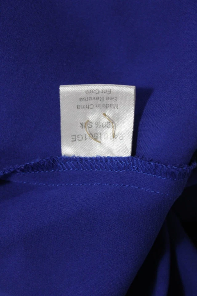 Blusa sin mangas pulóver drapeada con cuello en V de seda azul Parker para mujer talla XS Foto 4 de 4