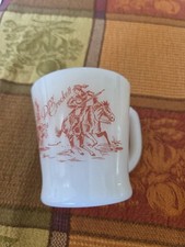 Davy Crockett Fire King Oven Ware Milk Glass Cup Mug Vintage