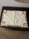Vintage Set Of 4 Cream Lace Edged, Placemats Squares 100% Cotton — photo 4