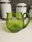 Blenko MCM Crackle Glass Pitcher Green