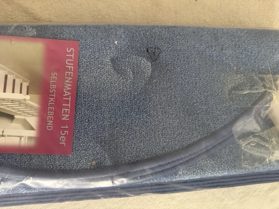 Stufenmatten 15er Set Treppenschutz Treppenteppich Antirutsch Blau Mit Muster - Bild 3 von 4