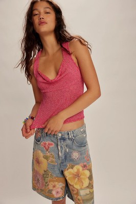 Free People Kint Pink Ibiza Nights Sweater Top Size XS