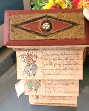 Antique Mongolian Magical Charm Folding Manuscript Himalayan Buddhist Ritual Art