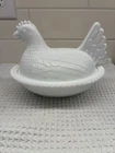 New ListingVintage Indiana Milk Glass Hen on a Nest Beaded Edge 7x5.5"