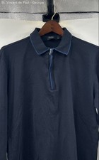 Hugo Boss 1/4 Zip Polo Pullover Men's Large Blue Preppy