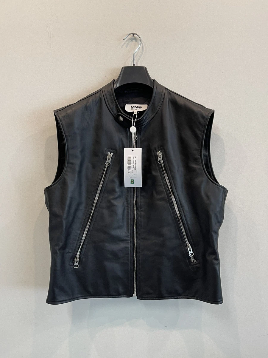 Maison Margiela Black Leather Outer Shell Coats, Jackets & Vests