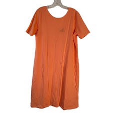 Lands End Orange Short Sleeve Scoop Neck T-Shirt Dress Womens Large 14-16