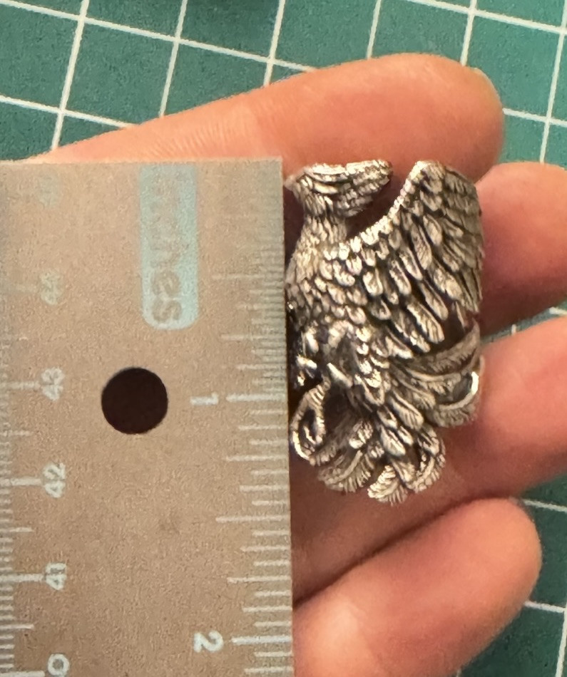 Sterling Silver 925 Eagle Phoenix Eagle Brutalist… - image 19