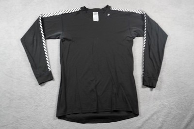 Helly Hansen Shirt Mens Small Black Base Layer Stripe Long Sleeve Polypropylene