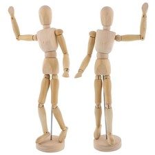 US Art Supply 12" Male Manikin Set of 2 Wooden Art Mannequin Figure