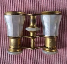 Antique Lemaire FT Paris Mother Of Pearl Brass Opera Glasses 1920's Art Deco