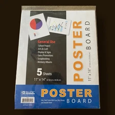 BAZIC white poster boards. 11 in x 14 in. 5 Sheets