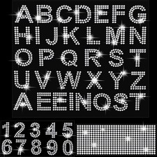 3 Sheets Glitter Letters Rhinestone Sticker Letter Bling Crystal Alphabet Num...