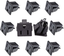 Panel Mount Outlet Power Socket 10Pcs US Plug 3 Pins AC 15A 125V Panel Screw Mou