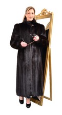 US5791 REAL MINK FUR COAT RANCH MINK JACKET FULL LENGTH SIZE 2XL - NERZMANTEL