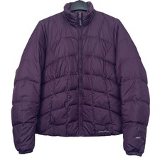 Eddie Bauer EB650 Womens M Down Puffer Jacket Quilted Full Zip Purple 0542
