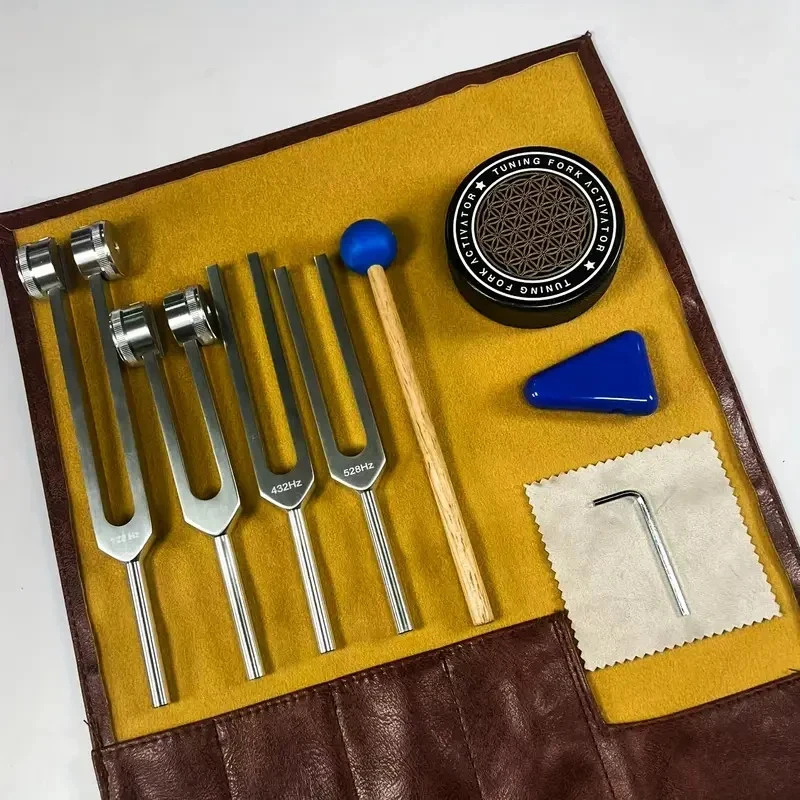 4er Stimmgabel Set 128Hz 256Hz 432Hz 528Hz Klangtherapie Yoga Meditation Tasche - Bild 4 von 4