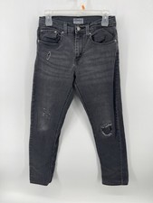 Levis Denizen Skinny Stretch Jeans Girls Size 16 Distressed Black Denim 28X27