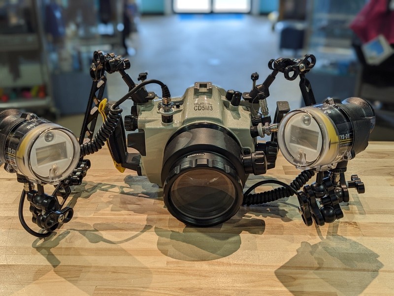 Underwater camera housing Subal CD5M3 with accessories.
