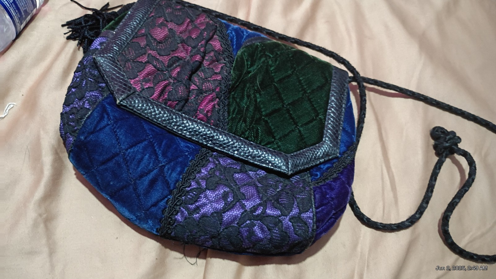 Vintage Sharif Purse Multicolor Patchwork Leather Satchel Crossbody Made In USA