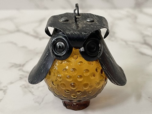 VTG MCM Brushed Metal Owl Salt & Pepper Shakers w/ Stand - Picture 7 of 10