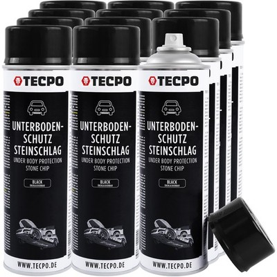 12x TECPO UNTERBODENSCHUTZ SPRAY ÜBERLACKIERBAR SCHWARZ 500 ml STEINSCHLAGSCHUTZ