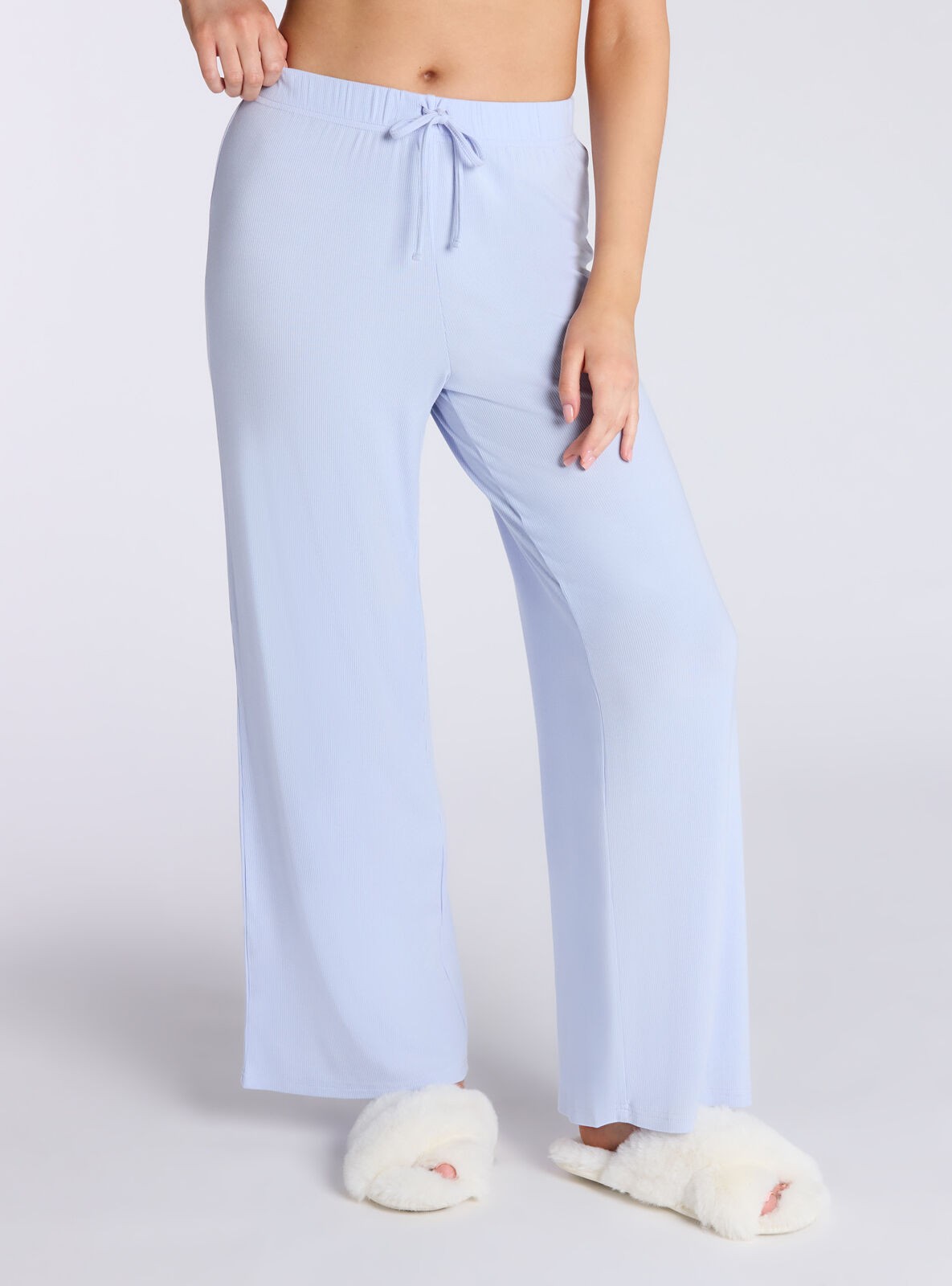Boux Avenue Pyjama Trousers Women's Soft Ribbed Comfy Wide Leg Pants Nightwear