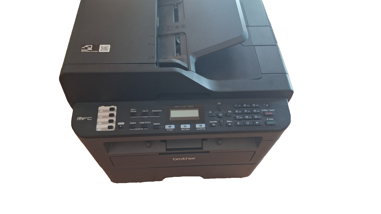Brother MFC-L2710DN Multifunzione Laser Stampante, nero. e fogli A4 gratuiti.