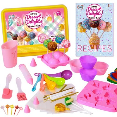 Cake Pop & Chocolate Lollipop Making Kit for Kids, 76-Piece Kids Baking Set w...