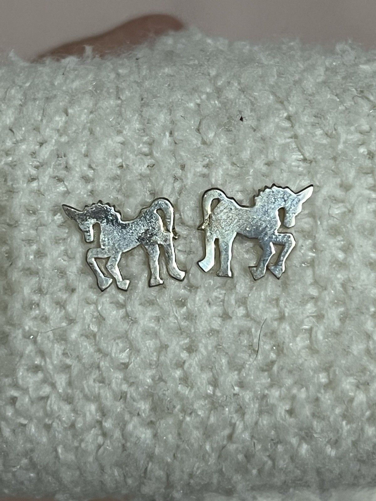 Sparkling Silver Unicorn Stud Earrings for Girls