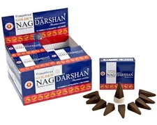 Golden Nag Champa Incense Cones | Darshan | [6 Pack of 10] 60