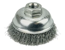 Weiler 3-1/2" Crimped Wire Cup Brush, .014" Steel Fill, 5/8-11 Arbor Hole