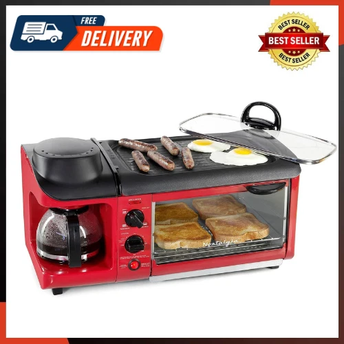 3-In-1 Breakfast Station  Includes Coffee Maker Non-Stick Griddle and 4-Slice