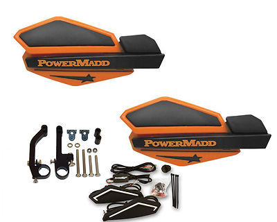 Powermadd Star Series Handguards Guards LED Kit Orange Black Snowmobile Ski Doo