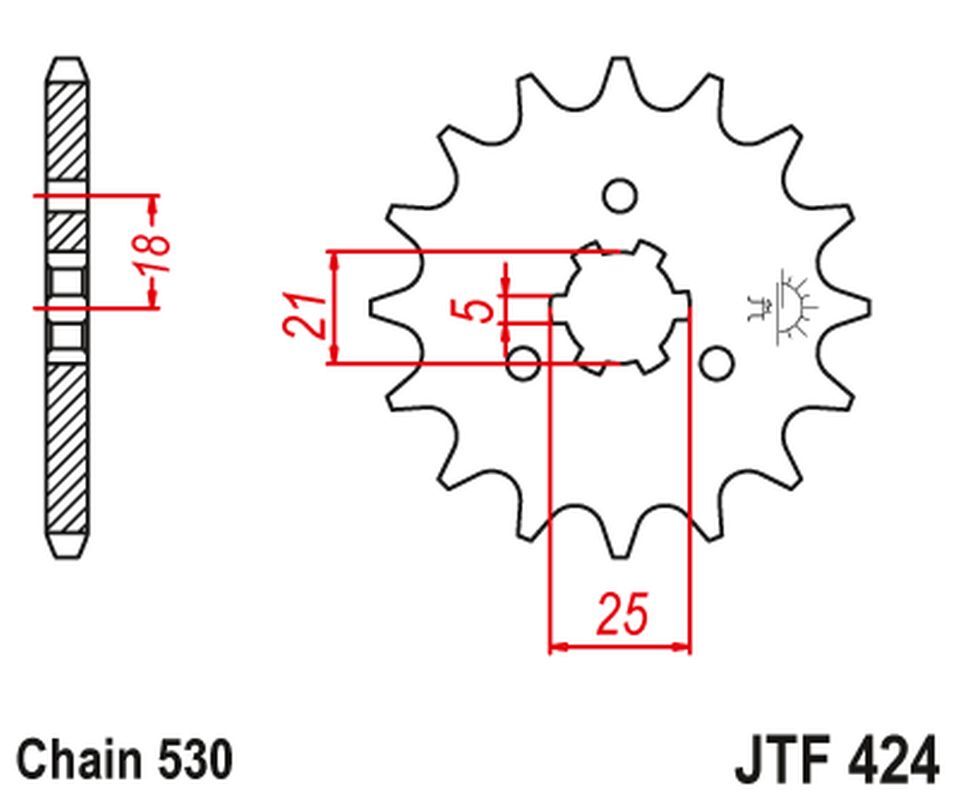 Pignon avant JT 424 en acier forgé pour Suzuki GT 750 chaîne 530