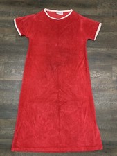 JCPenney - Vtg Red Velour Short Sleeve Housecoat Duster Robe, Womens LARGE
